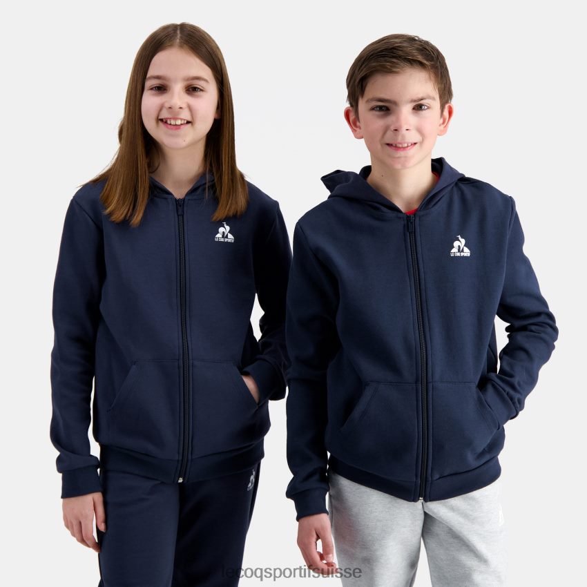 Le Coq Sportif sweat à capuche avec zip bleu enfants N6N04V398 vêtements