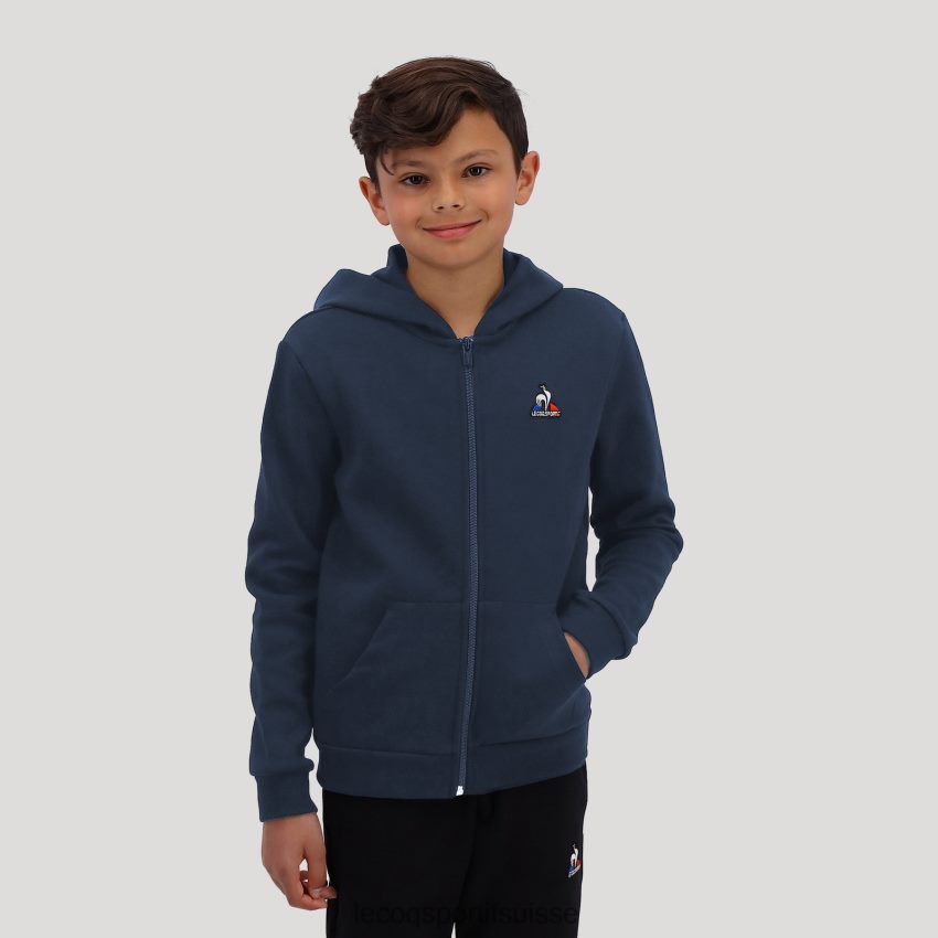 Le Coq Sportif sweat à capuche avec zip bleu enfants N6N04V670 vêtements