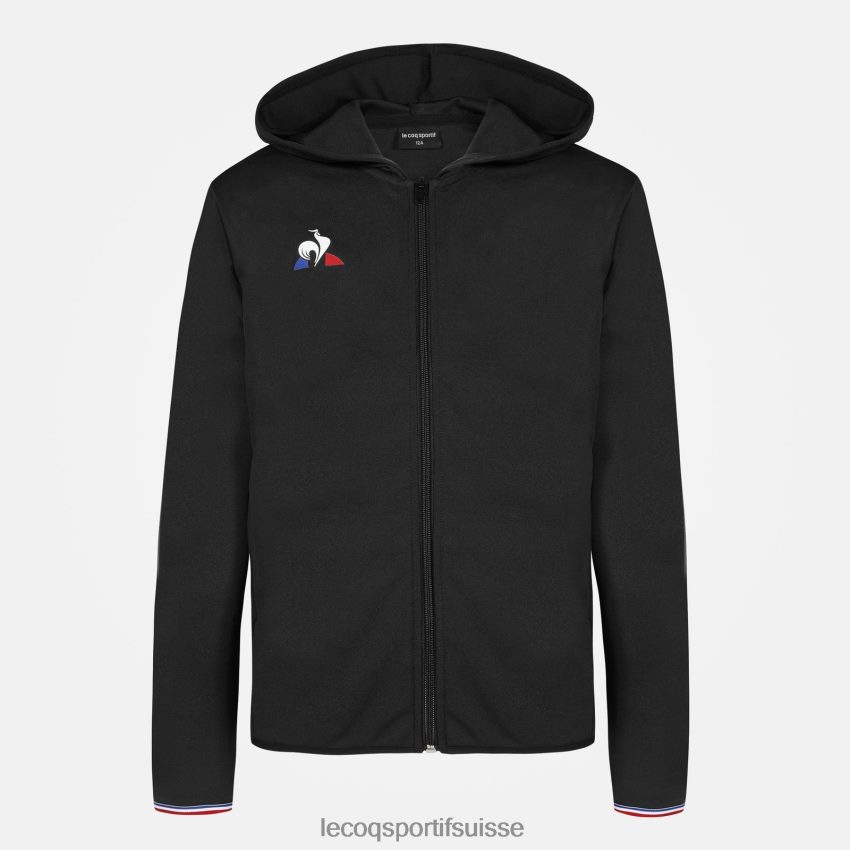 Le Coq Sportif sweat à capuche avec zip noir enfants N6N04V400 vêtements