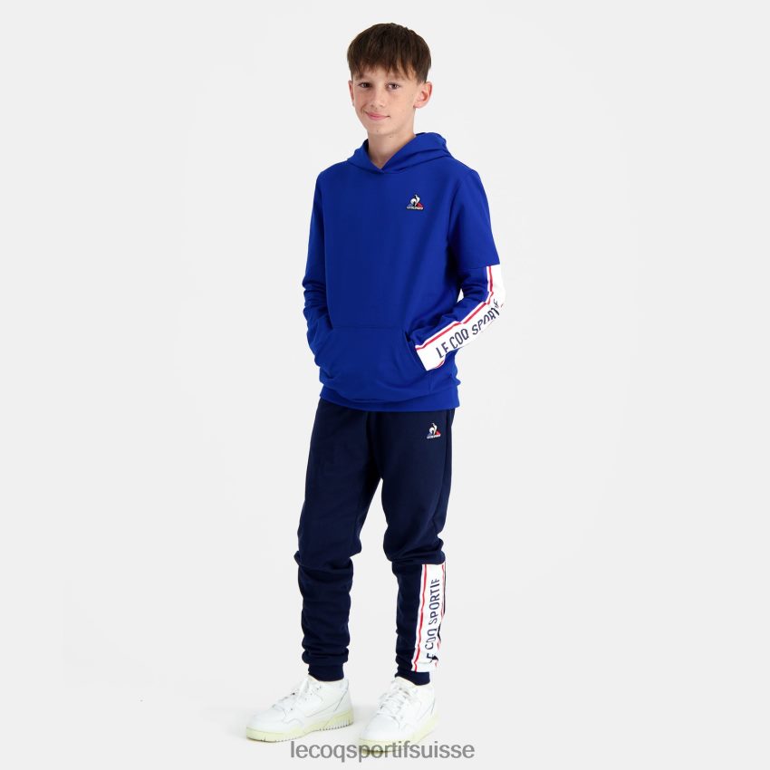 Le Coq Sportif sweat à capuche bleu enfants N6N04V653 vêtements