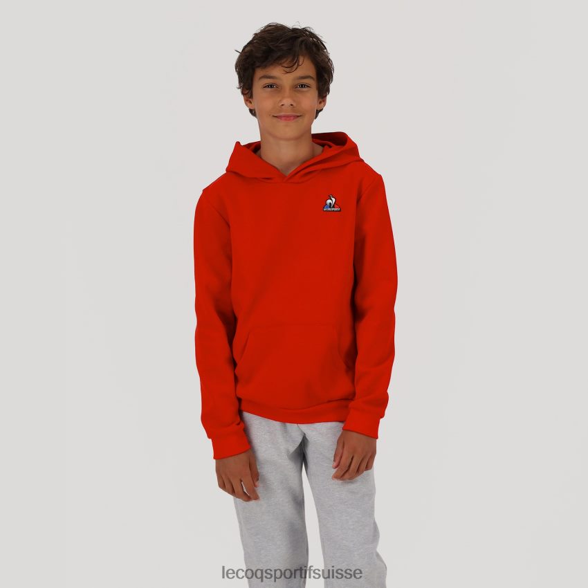 Le Coq Sportif sweat à capuche rouge enfants N6N04V668 vêtements