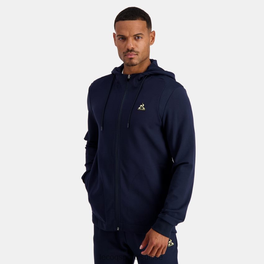 Le Coq Sportif sweat à capuche avec zip bleu Hommes N6N04V69 vêtements