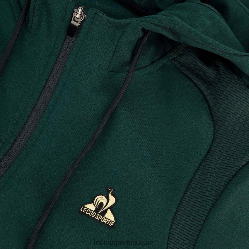 Le Coq Sportif sweat à capuche avec zip vert Hommes N6N04V462 vêtements