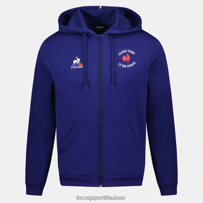 Le Coq Sportif sweat à capuche zippé - france rugby bleu Hommes N6N04V28 vêtements