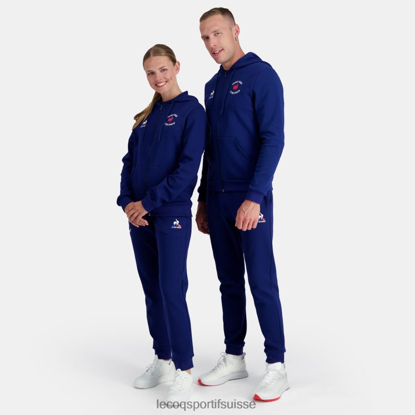 Le Coq Sportif sweat à capuche zippé - france rugby bleu Hommes N6N04V28 vêtements