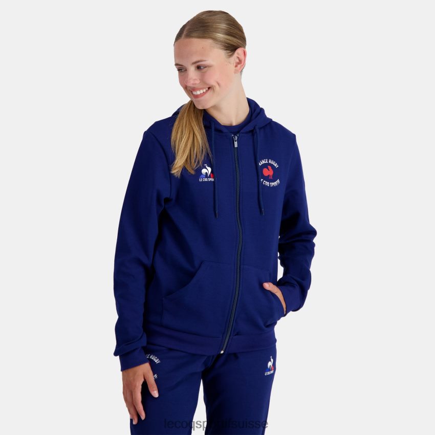 Le Coq Sportif sweat à capuche zippé - france rugby bleu Hommes N6N04V28 vêtements