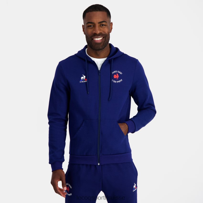 Le Coq Sportif sweat à capuche zippé - france rugby bleu Hommes N6N04V28 vêtements